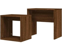 Tafeltjesset 2 stuks - Bijzettafels salontafels - Woonkamer inrichten - In elkaar passend ontwerp - 1 set - Bruin eiken