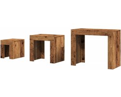 Tafeltjesset 3 stuks - Bijzettafels Nesting - Woonkamer Inrichten - In elkaar passend ontwerp - 3 stuks - Oud houtkleurig