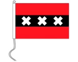 Tafelvlag Amsterdam 10x15 cm + Houten tafel vlag standaard