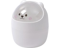 Tafelvuilnisemmer met deksel, mini-prullenbak kantoor, vuilnisemmer voor kinderen, kleine tafelvuilnisemmer badkamer, vuilnisemmer papieren emmer (wit)