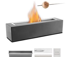 Tafelvuurkorf, 15-Inch Betonnen Schoorsteen, Binnen/Buiten, Draagbare Brander met Ontsmettingsalcohol, Smoresmaker, Lichtgrijs