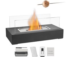 Tafelvuurkorf, 35 cm metalen Tafelhaard, Binnen- en Buitendecoratie, Draagbare Alcoholbrander, Smoresmaker met Glas