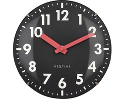 Tafel/Wandklok 20cm-Koepelvormig Glas Lens-Stil-Zwart-Glas-NeXtime Duomo Mini