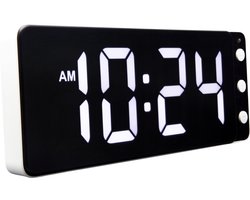 Tafel/Wandklok 27.2x10.8x3cm - LED - Wit - ABS - NeXtime 'Digitale Klok Wit'