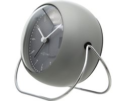 Tafelwekker 14x12x8cm - Stil - Grijs - Metaal - NeXtime 'Bubble Alarm Clock'