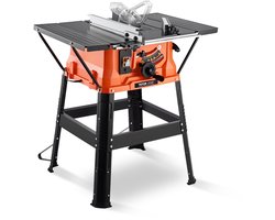 Tafelzaag – Cirkelzaag – Zaagtafel – Houtzaag – Compacte Zaag – Met Standaard – 1800W Motor – 200mm Zaagcapaciteit – Rood-Zwart