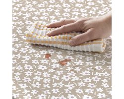 Tafelzeil Happy days mocha rond 160cm Bruin