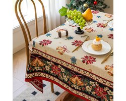 tafelzeil - kerststof tafelkleed - feestelijke eettafeldecoratie - rechthoekig - kerstcadeau - sfeervol - klokmotief - gemakkelijk te reinigen - kleurvast - (rood - kerstmotief - 140*160cm)