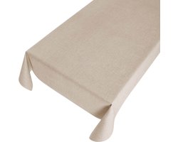 Tafelzeil Linen Look Zand -  140 x 350 cm - Beige tafellaken - Tafelkleed plastic - Voor buiten en binnen - Verschillende maten - Geleverd in een koker