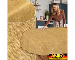 Tafelzeil - Tafellinnen linnenlook - Eettafel decoreren - Waterafstotend lotuseffect - 220x140 cm - Mosterd
