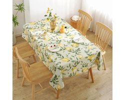 tafelzeil - Zomertafelkleed met citroenmotief - Geel, afwasbaar PVC-tafelkleed - Waterdichte vintage tafelhoes met citroenmotief - Keuken - Feest - Picknick - Terras - Antislip, oliebestendig, stofdichte decoratie (Geel - 140x180cm)