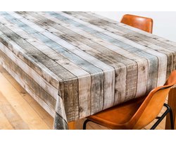 Tafelzeil/tafelkleed lange houten planken print 140 x 220 cm - Tuintafelkleed