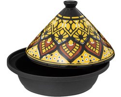 Tajine Inductie en glaskeramiek, traditioneel, roestvrij staal, geel, 30,20 x 30,20 x 23 cm