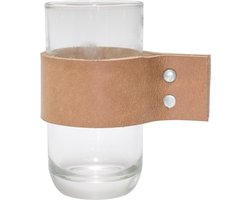 TAK Design - Drinken Waterglas Wrap Me met Lederen Band - Glas - Bruin -