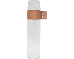 TAK Design - Drinken Waterglas Wrap Me met Lederen Band - Glas - Bruin -