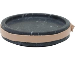 TAK Design Serveerschaal Carlo - Incl. Lederen Band - Marmer - Ø11 x 2,5 cm - Zwart
