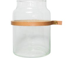 TAK Design Vaas Wrap Me Mini - Incl. Lederen Band - Glas - Ø10 x 14 cm - Bruin