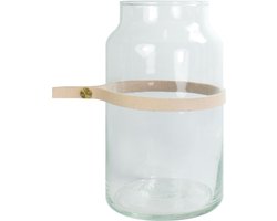 TAK Design Vaas Wrap Me Mini - Incl. Lederen Band - Glas - Ø10 x 18 cm - Bruin