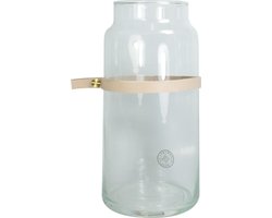 TAK Design Vaas Wrap Me Mini - Incl. Lederen Band - Glas - Ø10 x 20 cm - Bruin