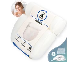 Take a rest Luxe Home Spa Badkussen met zuignappen + Waszak en Bad Spons - Extra zacht - Voor Nek en Rug - Kussen voor in Bad - Antislip - Wit - Orthopedisch Hoofd Steun voor In Bad