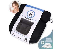 Take a rest Luxe Home Spa Badkussen met zuignappen + Waszak en Bad Spons - Extra zacht - Voor Nek en Rug - Kussen voor in Bad - Antislip - Zwart - Orthopedisch Hoofd Steun voor In Bad