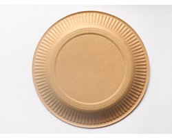 Take Dis Bord 23cm rond papier kraft FSC - Pak 100 stuks