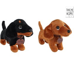 Take Me Home pluche teckel knuffel hond bruin 24cm speelgoed.