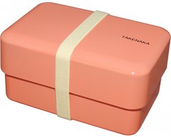 TAKENAKA Bento Nibble Box Tangerine Orange milieuvriendelijke lunchbox gemaakt in Japan BPA- & rietvrij, 100% recyclebaar plastic flesgebruik, magnetron- en vaatwasmachinebestendig, Bentobox rechthoekig L165x108xH90mm (mandarijnoranje * band: koraal)