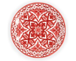 Talavera Rood - VIER borden diameter 20 cm - onbreekbaar luxe servies voor picknick boot camping