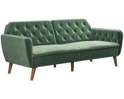 Tallulah - Slaapbank 3-zits in fluweel groen (81 x 211 x 86 cm)