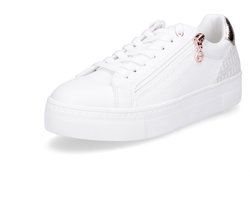 Tamaris dames sneakers met ros�kleurige details - Wit - Uitneembare zool