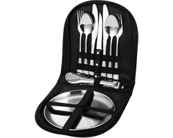 Tamarow Reisbestek - Reis Servies Set - Picnick Set - Lepel - Vaatwasserbestendig - RVS - 11 Delig - Zilver