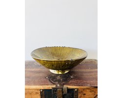 Tamegroute schaal | Bruin | Marokkaanse Aardewerk | Saladekom | Fruitschaal ø 30 cm