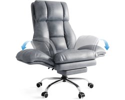 TamTrade Bureaustoel - Gaming stoel - Office chair - Chair -Computer stoel - Grijs - Inclusief voetsteun - Ergonomisch ontwerp