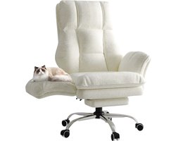 TamTrade Bureaustoel - Gaming stoel - Office chair - Chair -Computer stoel - Wit - Inclusief voetsteun - Ergonomisch ontwerp