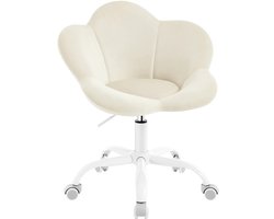TamTrade Bureaustoel voor kinderen - Kaptafel stoel - Beige - Ergonomisch - Hoogte verstelbaar - Bloemvormig design - 360° Rotatie