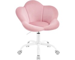 TamTrade Bureaustoel voor kinderen - Kaptafel stoel - Roze - Ergonomisch - Hoogte verstelbaar - Bloemvormig design - 360° Rotatie