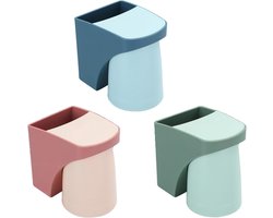 Tandenborstel Houder - Badkamer Organizer - Hygiënisch Opbergen - Zonder Boren - 3 Bekers - Rood Blauw Groen