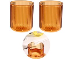 Tandenborstelbeker - badbekers - tandenborstelbekers - tandenborstelhouder - eenvoudige tandenborstelbeker - onbreekbare - badkamerbekers - Tandenborstelspoelbeker - Herbruikbare mondwaterbeker - vaatwasmachinebestendig - Set van 2 - Oranje