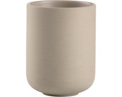 Tandenborstelbeker - Beker Tandenborstelhouder - Badkamer Organisatie - Aardewerk met Ronde Vorm - Dia 74 x 95 cm - Taupe