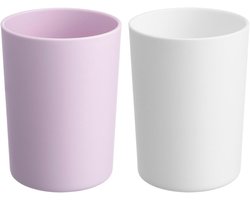 Tandenborstelbeker - Mondspoelbeker Houder - Badkamer Organisatie - Onbreekbaar Kunststof - 300 ml - Paars Wit