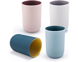 Tandenborstelbeker Set - Mondwaterbeker Houder - Dagelijkse Mondverzorging - Onbreekbaar PP Materiaal - 4 stuks - Multicolor