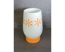 Tandenborstelbeker - Tandenborstelhouder - Badkamer Organisatie - Afneembare Rubberen Bekleding - 120 x 75 x 75 mm - Wit Oranje