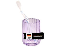 Tandenborstelbeker van glas met ribbeldesign - Trendy tandenborstelhouder in lavendel kleur