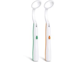 Tandheelkundige Spiegels met LED Verlichting - 2 Stuks, Antifog Mondspiegel voor Tandzorg en Inspectie, Oranje en Groen