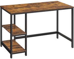 Tango Bureau - hoekbureau - Bureau met 2 Legplanken - bureautafel - Metalen Frame - Bruin Zwart