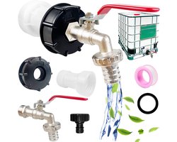 Tank Accessoires, IBC Container Accessoires Incl. IBC Aftapkraan 3/4 inch, IBC Adapter Dop 3/4" binnendraad, IBC Adapter S60x6 Verlenging Afstandsstuk, 1000L Watertank Accessoires voor Regenton