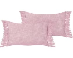 TANSY - Sierkussen set van 2 - Roze - 40 x 60 cm - Katoen