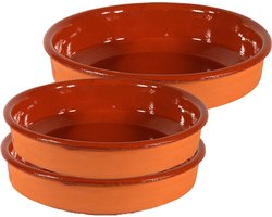 Tapas borden/ovenschalen Sevilla - set van 3x - 21 en 26 cm - Serveerschalen - Terracotta bordjes/schaaltjes - Tapasschalen
