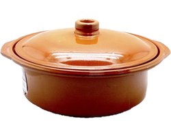 Tapas ovenschaal - cocotte - 30 cm - terracotta - met deksel - stoofpot - braadpannen van steen